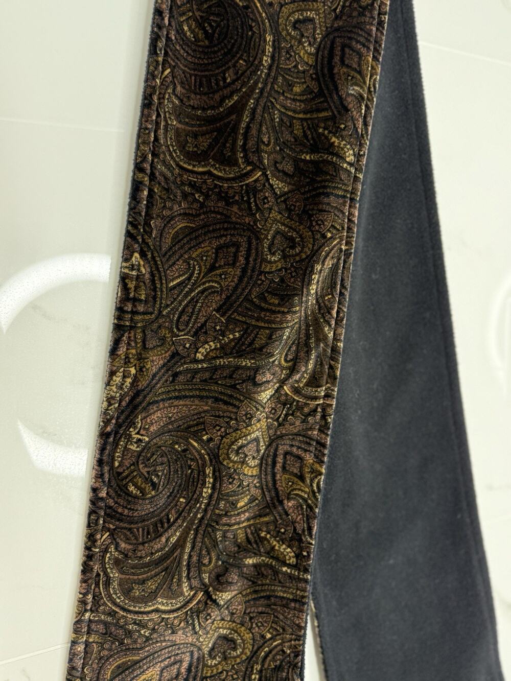 Talbots Paisley brown Velvet Fleece Lined Scarf goth Lagenlook